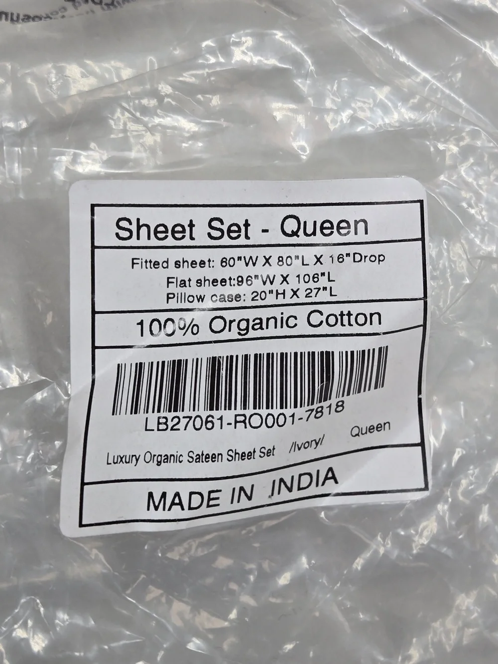NWOT QUINCE Luxury Organic Sateen Sheet Set Queen Ivory 8627